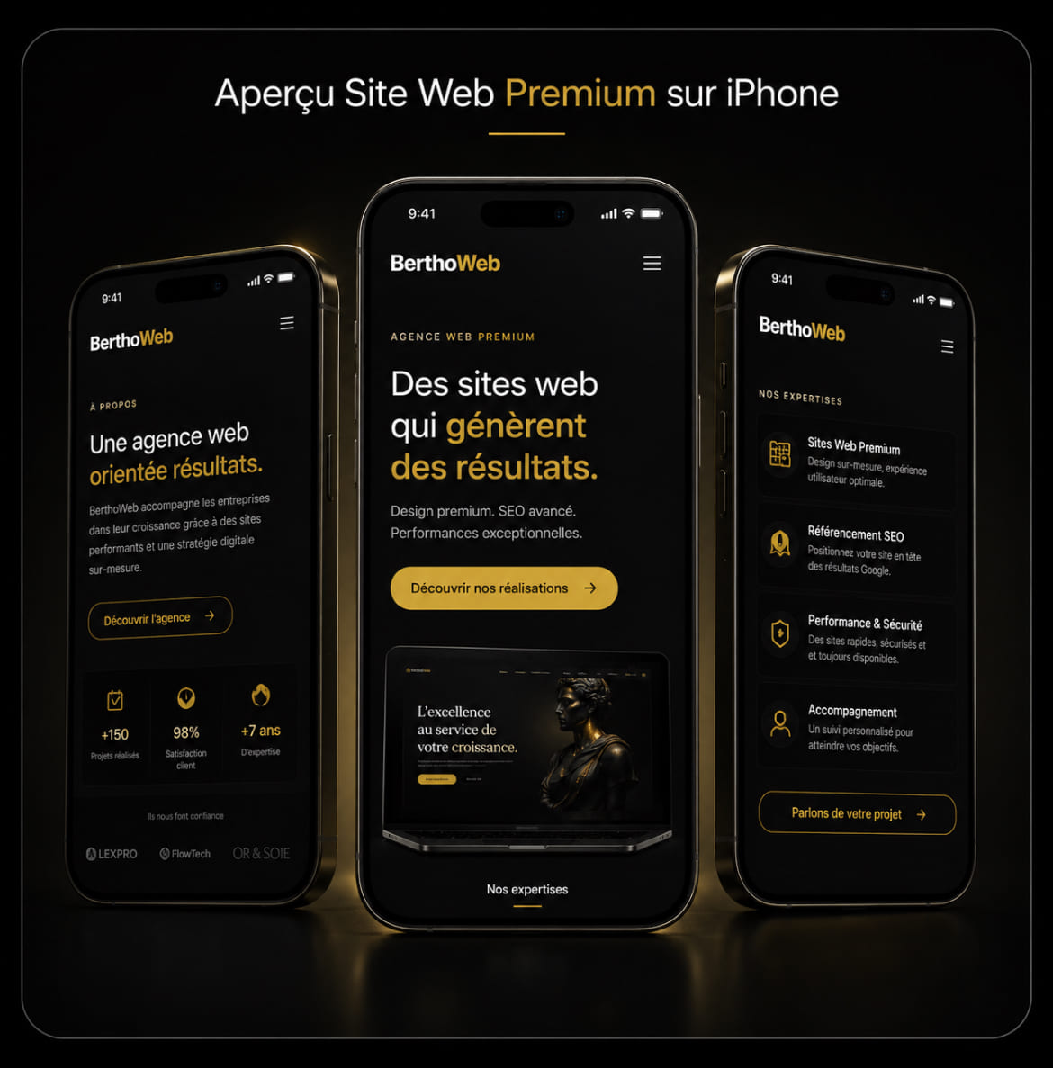 Aperçu Site Web Premium sur iPhone